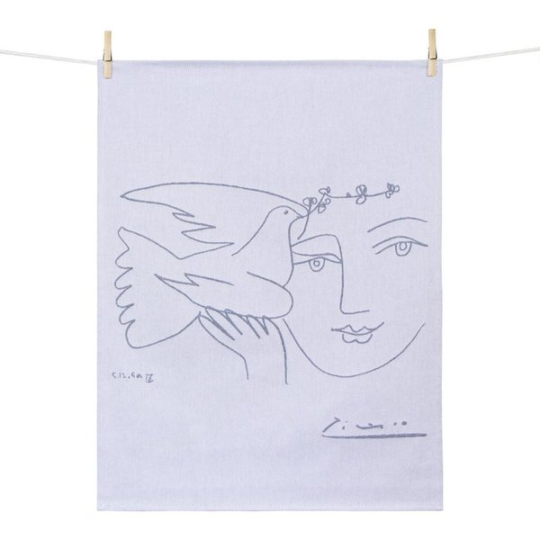 Geschirrtuch "VISAGE DE LA PAIX" von Tissage Moutet, Baumwolle Motiv von Picasso