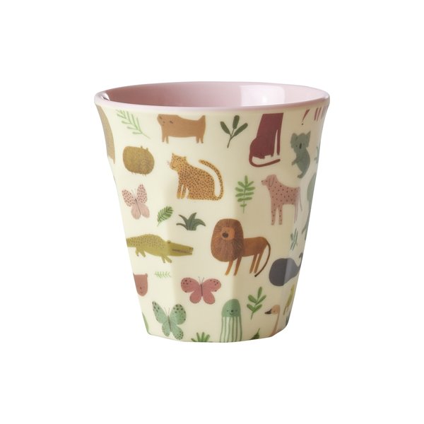 Melamine Kids Cup with Sweet Jungle Print - Pink - Small - 160 ml von rice