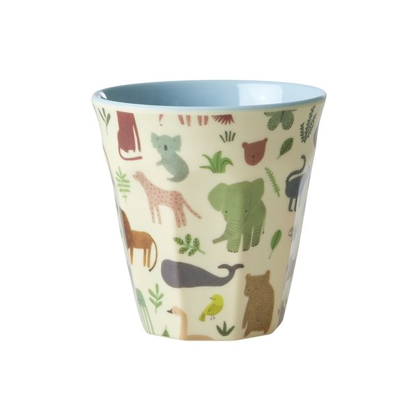Melamine Kids Cup with Sweet Jungle Print - Dusty Blue - Small - 160 ml
